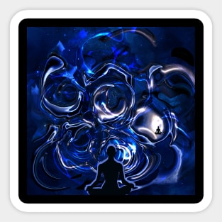 The Blue & Black Meditator -  Abstract Design 2 Sticker